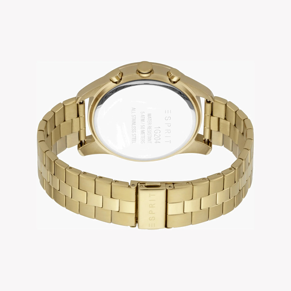 Esprit Men's Gold Stainless Steel Watch, Black Dial | Es1g113m0015 by i-watch
