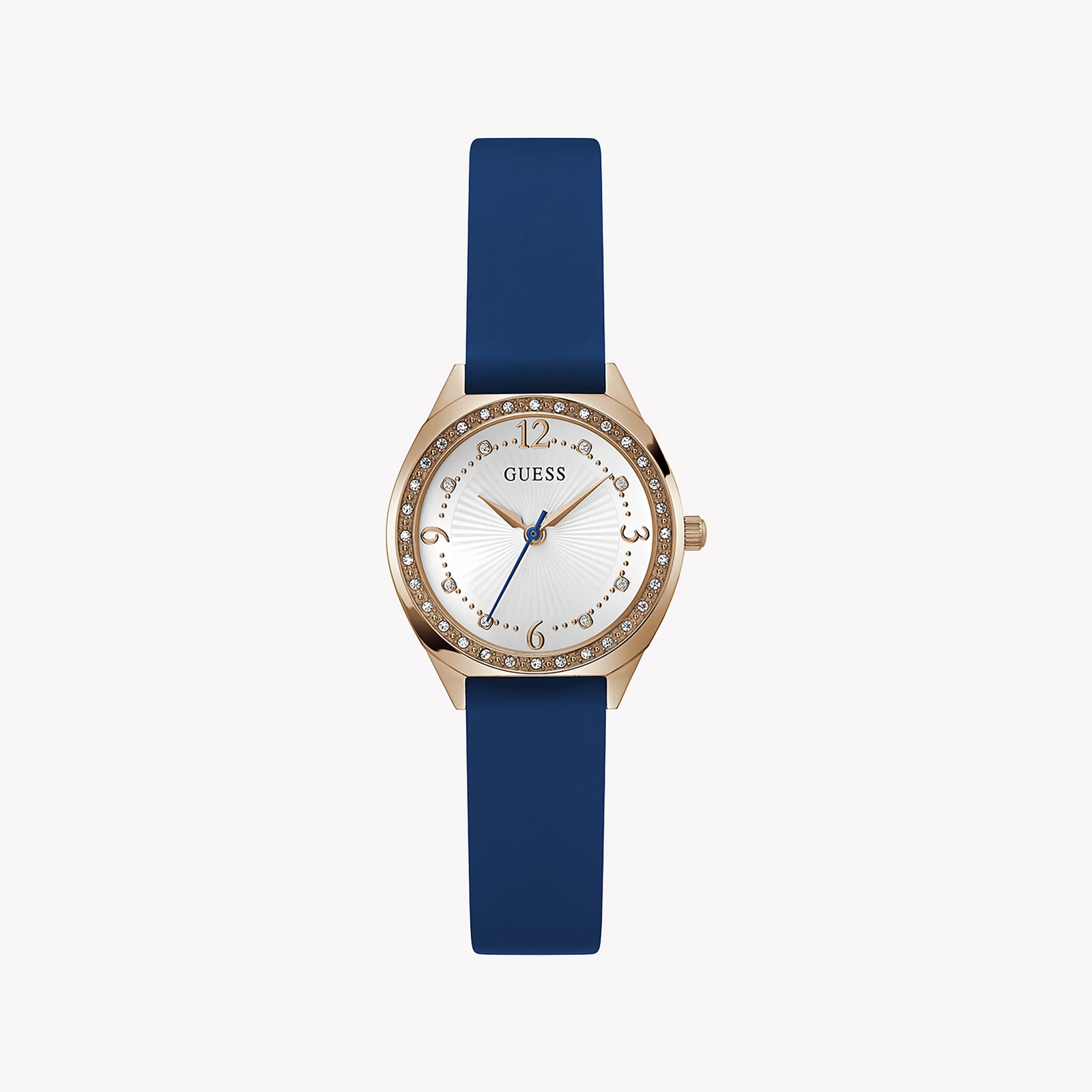 Guess Women's Rose Gold & Blue Silicone Watch, White Dial | Gw0820l2 by i-watch
