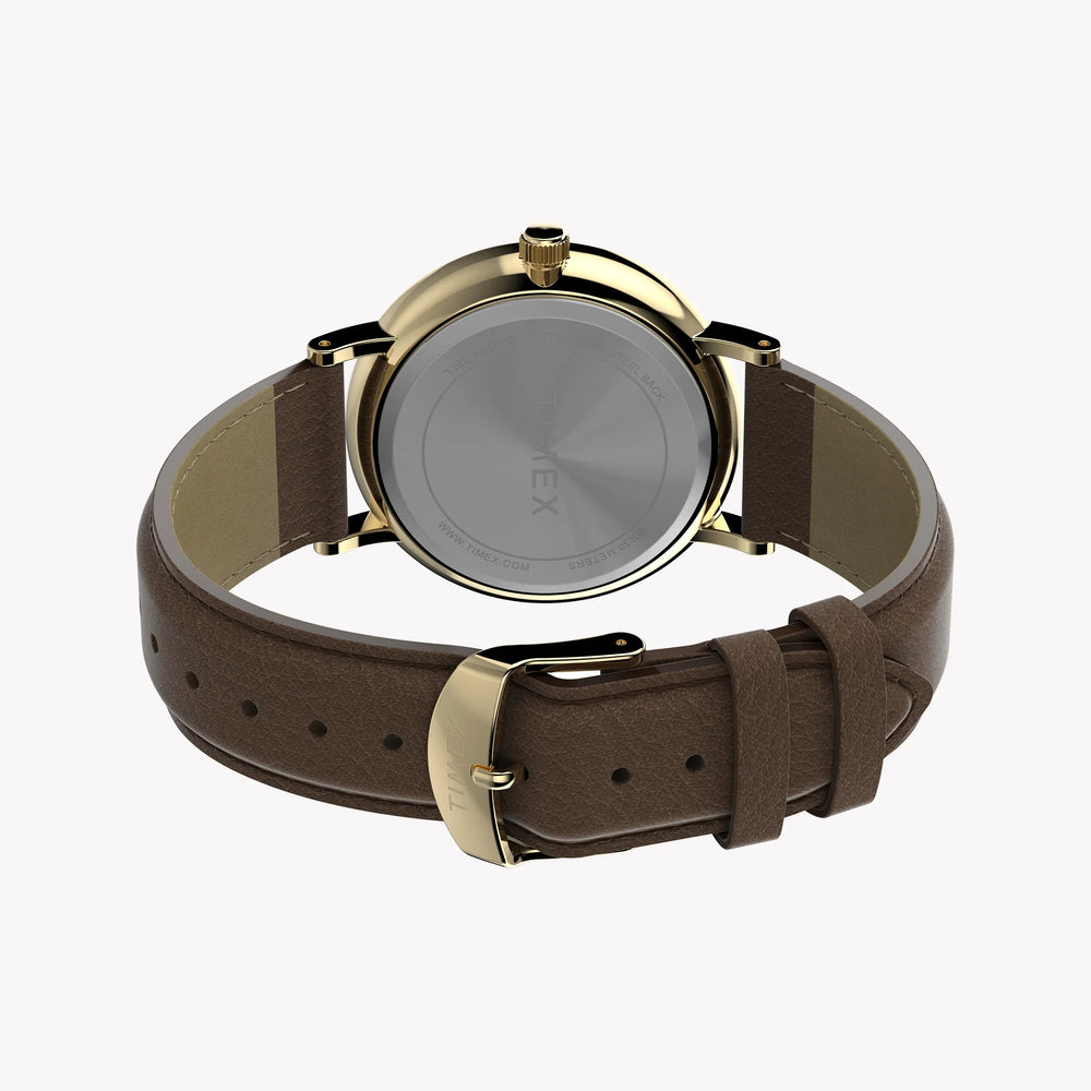 Timex Men's Gold-Tone Case, Brown Vegan Leather Strap | Tw2v91300 by i-watch