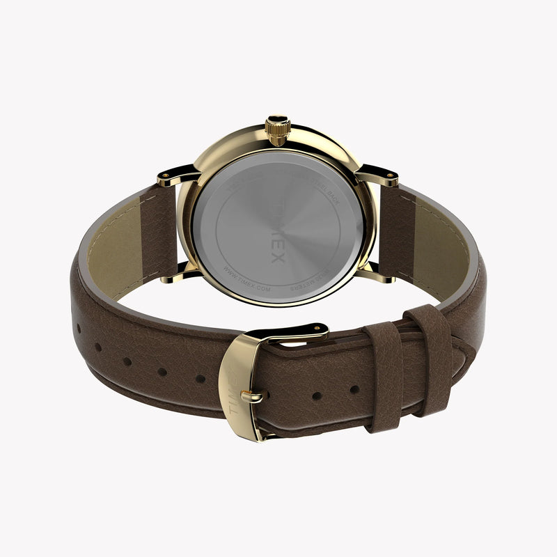 Timex Men's Gold-Tone Case, Brown Vegan Leather Strap | Tw2v91300 by i-watch