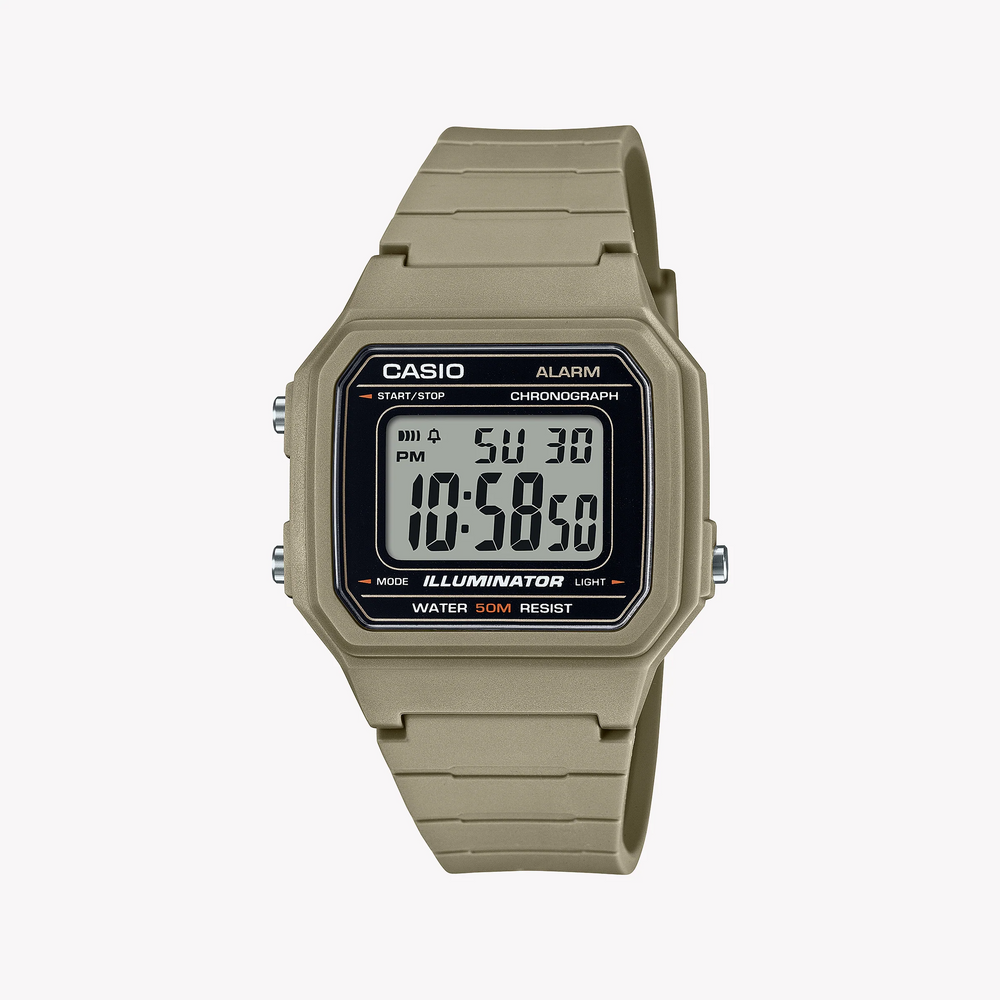 Casio Unisex Beige Resin Watch, Digital Dial | W-217h-5avdf by i-watch
