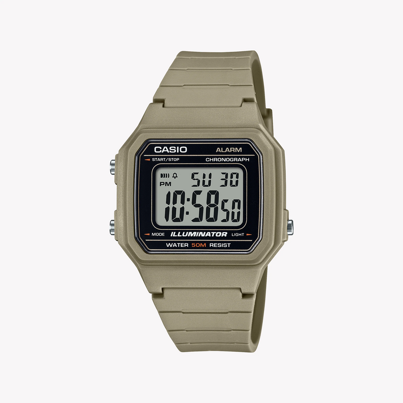 Casio Unisex Beige Resin Watch, Digital Dial | W-217h-5avdf by i-watch