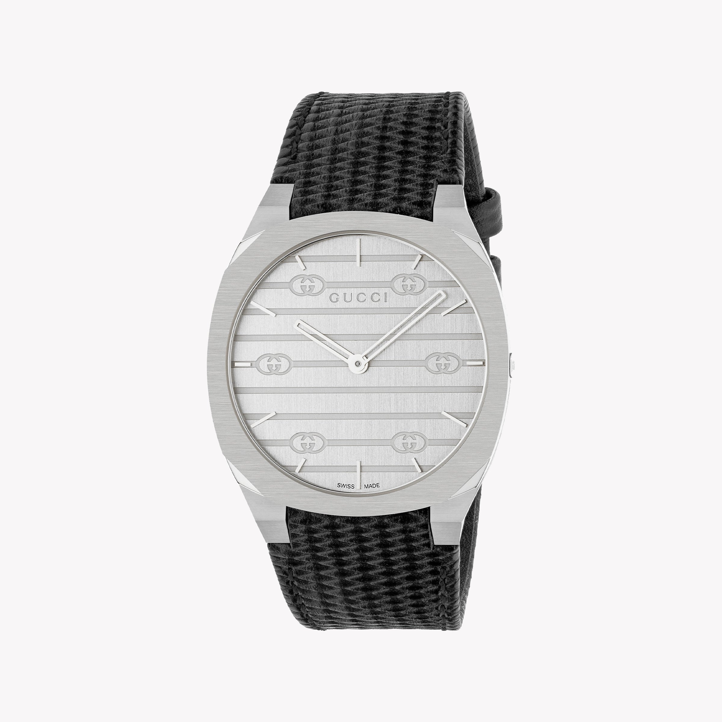 GUCCI YA163419 - ELEGANTLY TIMELESS STAINLESS STEEL & LEATHER WATCH FOR THE DISCRIMINATING INDIVIDUAL