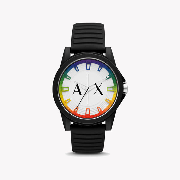 Armani Exchange Men's Black Silicone Watch, White Dial | Ax2531 by i-watch