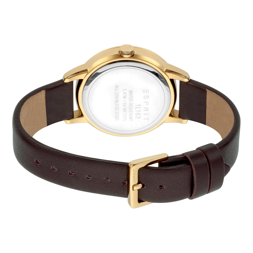 Esprit Women's Watch With Gold Stainless Steel Case And Burgundy Leather Band by i-watch