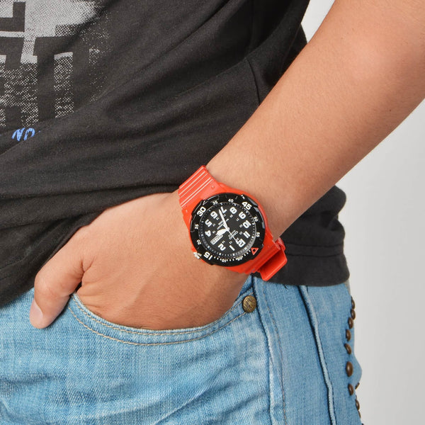 Casio Men's Red Resin Watch, Black Dial | Mrw-200hc-4bvdf by i-watch