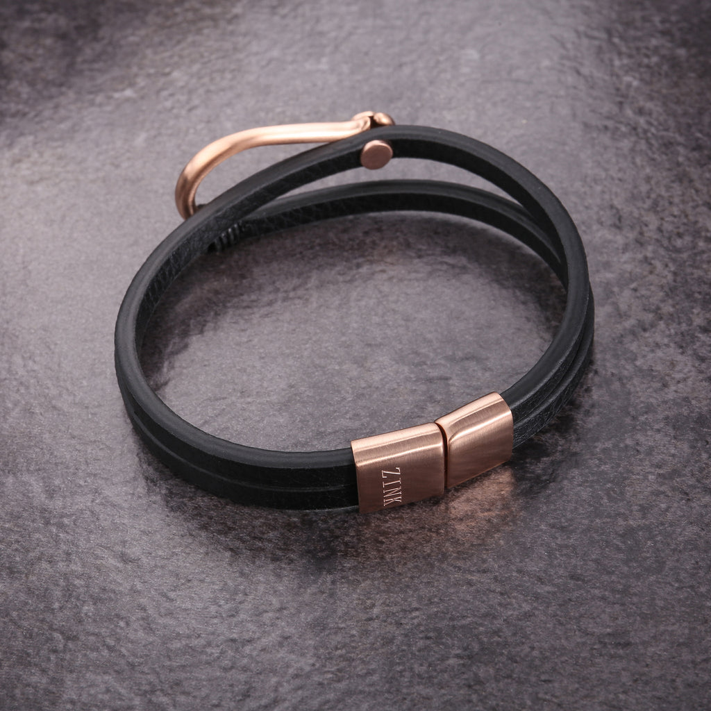 Zink Men's Black & Rose Gold Stainless Steel Bracelet | Zjbc04011