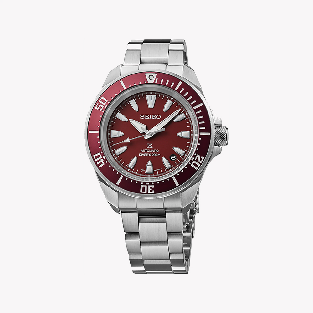 Seiko Men's Stainless Steel Red Dial, Black Leather | Srpl11k1 by i-watch