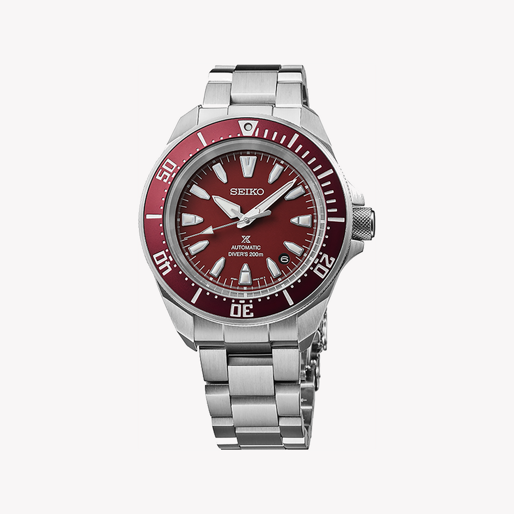 SEIKO SRPL11K1 Men's Automatic Watch - Red Dial, Leather Band-i-Watch