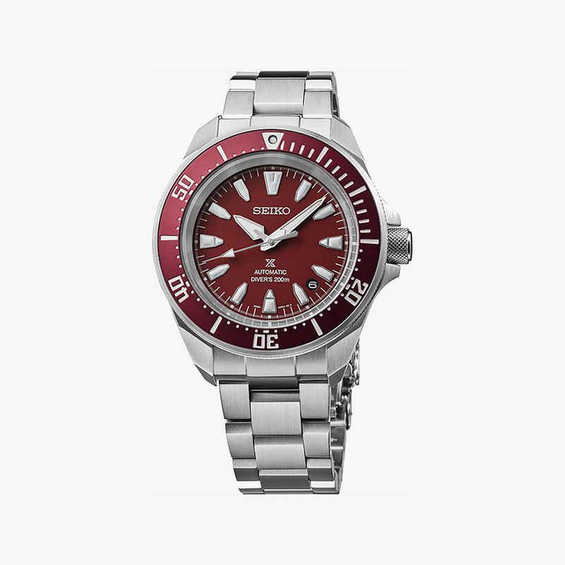 Seiko Men's Stainless Steel Red Dial, Black Leather | Srpl11k1 by i-watch