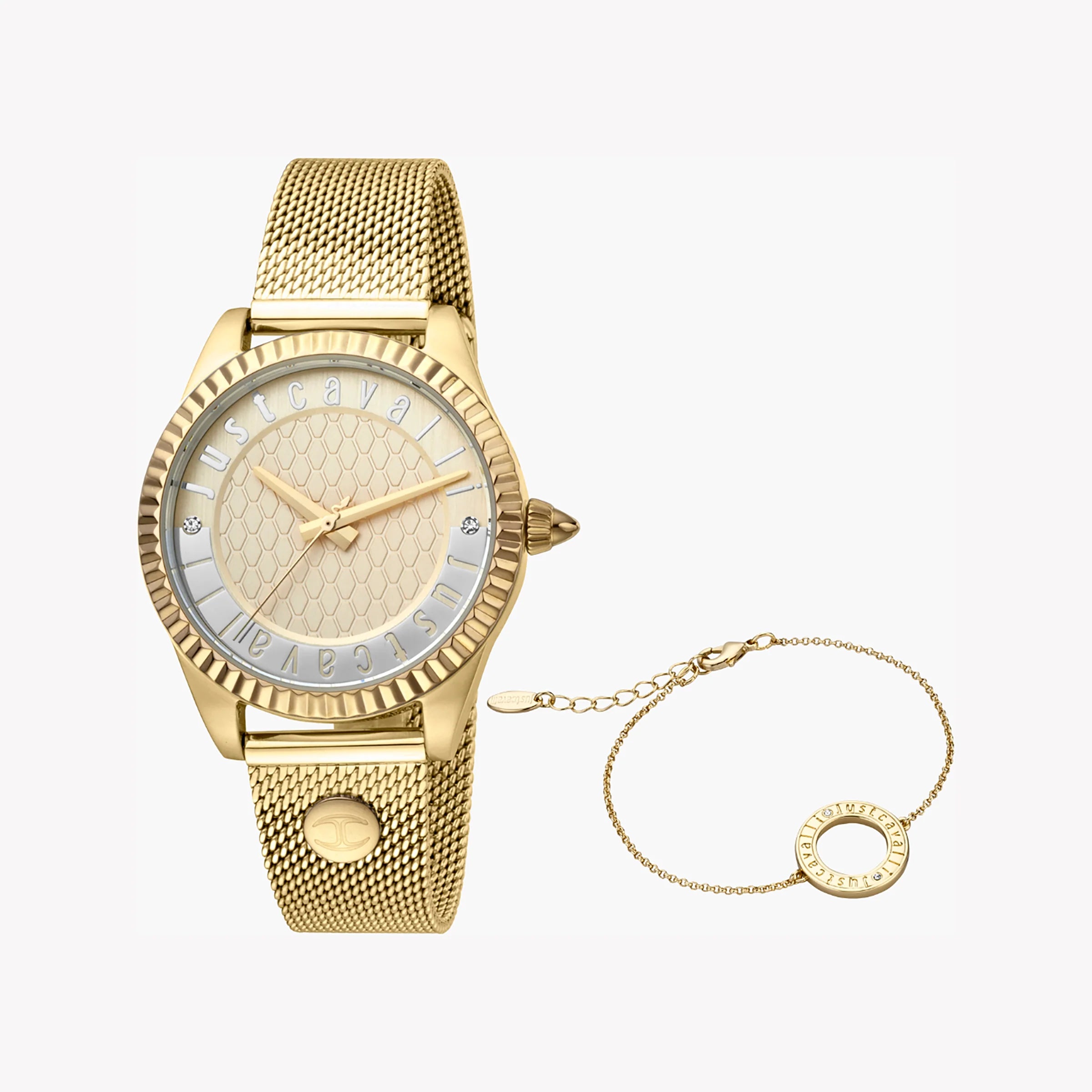 JUST CAVALLI Women's Watch with Gold Stainless Steel Case and Gold Stainless Steel Band