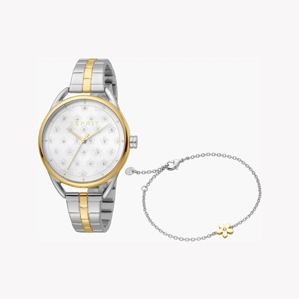 Esprit Women's Silver & Gold Stainless Steel Watch, Silver Dial | Es1l123m0025 by i-watch