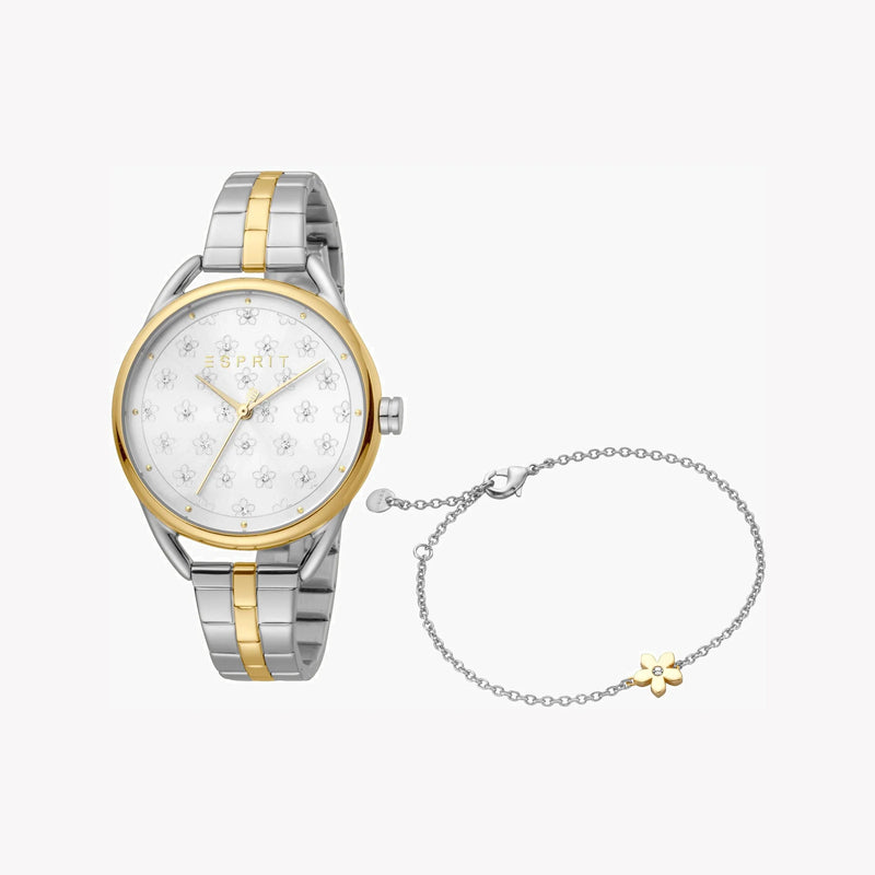 Esprit Women's Silver & Gold Stainless Steel Watch, Silver Dial | Es1l123m0025 by i-watch