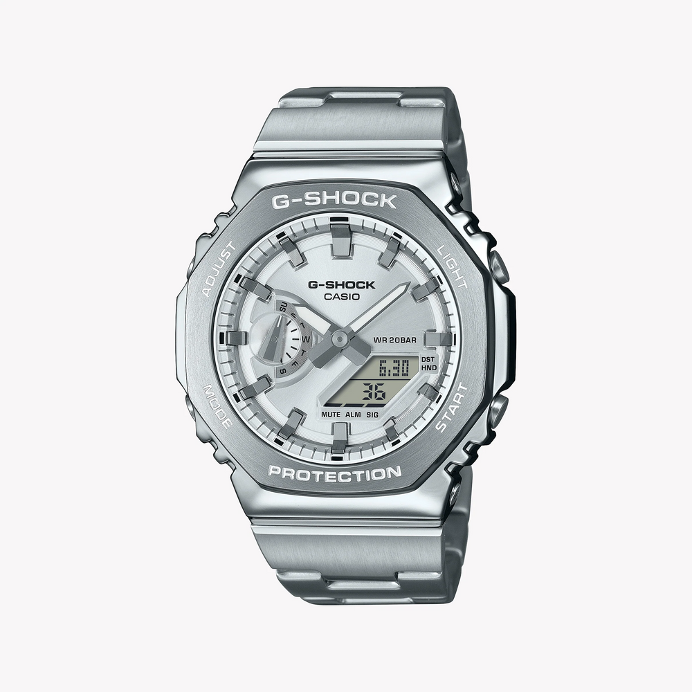 CASIO G-SHOCK GM-2110D-7AER STEEL VIGOR - MEN'S RELIABLE ADVENTURE WATCH WITH SILVER DIAL AND BAND