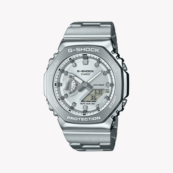 Casio G-Shock Men's Silver Stainless Steel Watch, Silver Dial | Gm-2110d-7aer