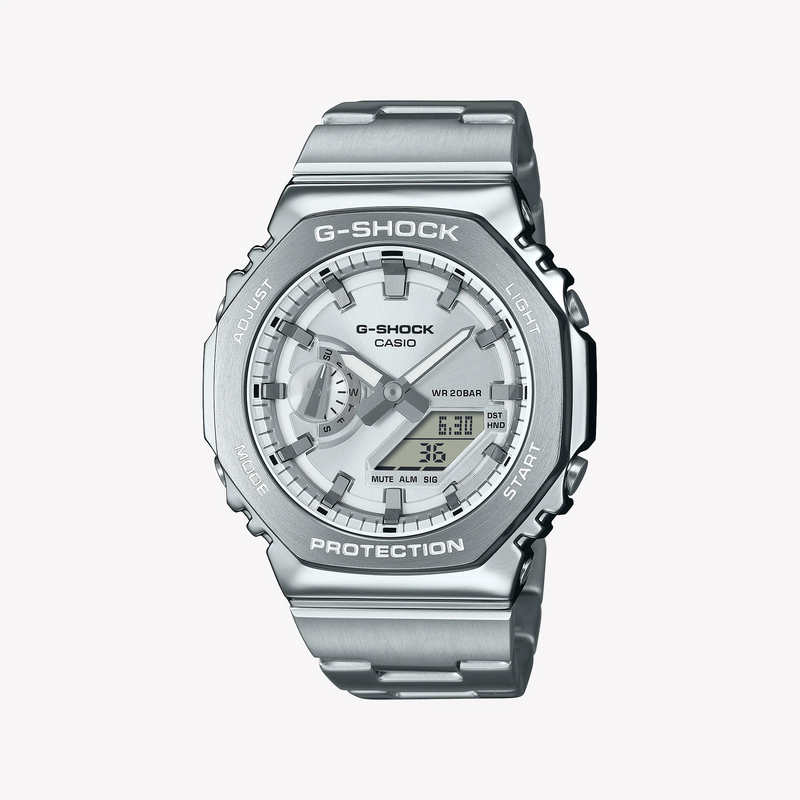 CASIO G-SHOCK GM-2110D-7AER STEEL VIGOR - MEN'S RELIABLE ADVENTURE WATCH WITH SILVER DIAL AND BAND