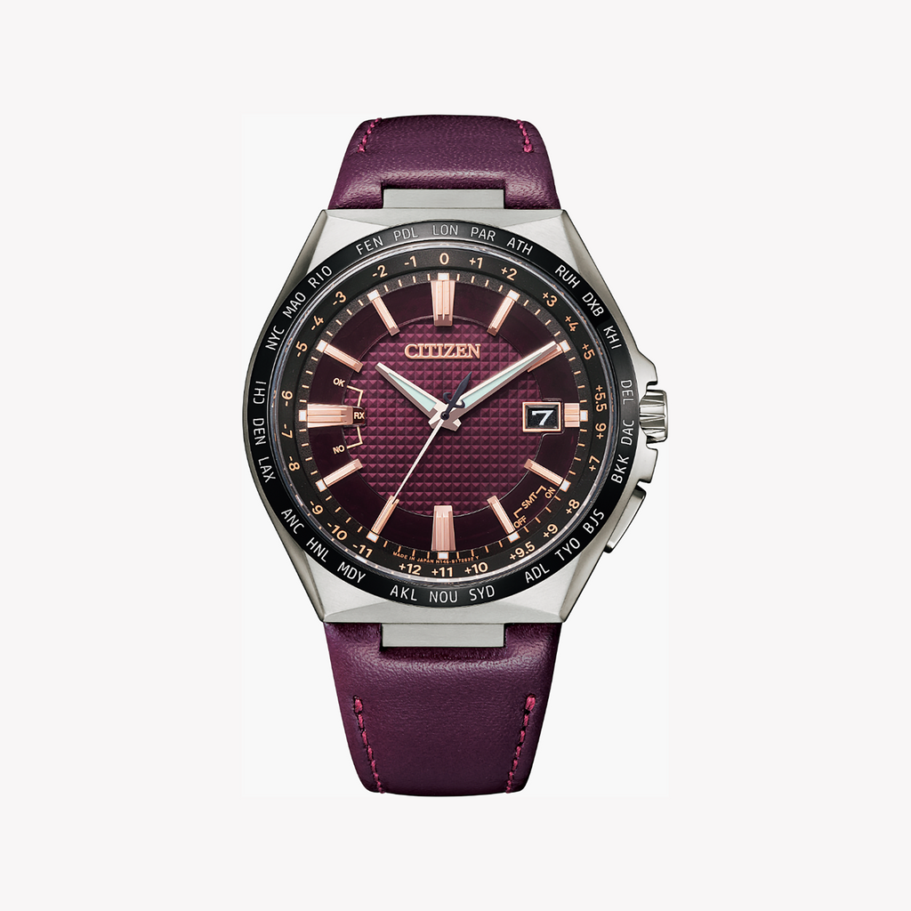 CITIZEN CB0216-07W REFINED MASTERPIECE - MEN'S ECO-DRIVE WATCH WITH BURGUNDY DIAL AND TITANIUM CASE