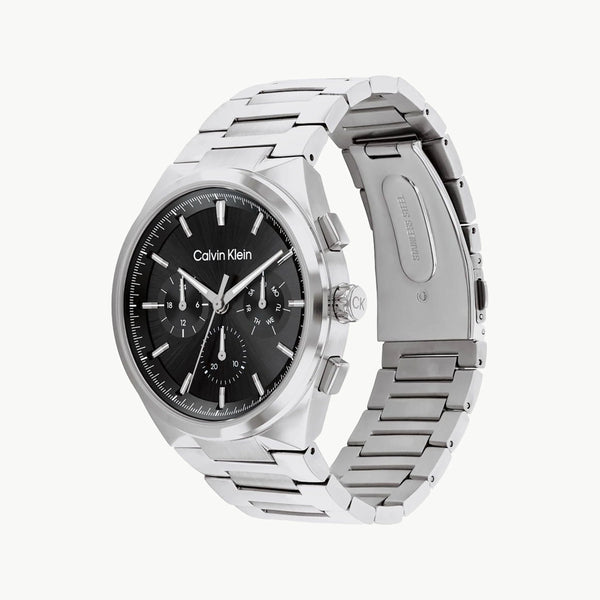Ck Calvin Klein Men's Silver Stainless Steel Watch, Black Dial | Ck1u123m0056 by i-watch