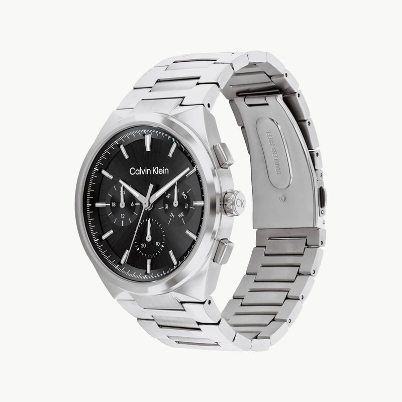 Ck Calvin Klein Men's Silver Stainless Steel Watch, Black Dial | Ck1u123m0056 by i-watch