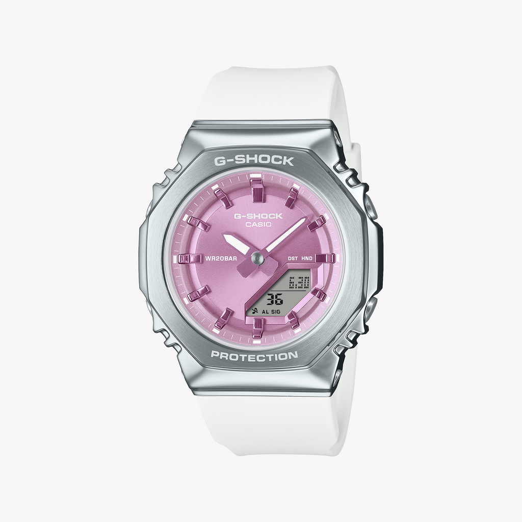 CASIO G-SHOCK GM-S2110-7A6ER RUGGED CHIC - BOLD PINK DIAL MEN'S WATCH WITH SILVER STAINLESS STEEL CASE