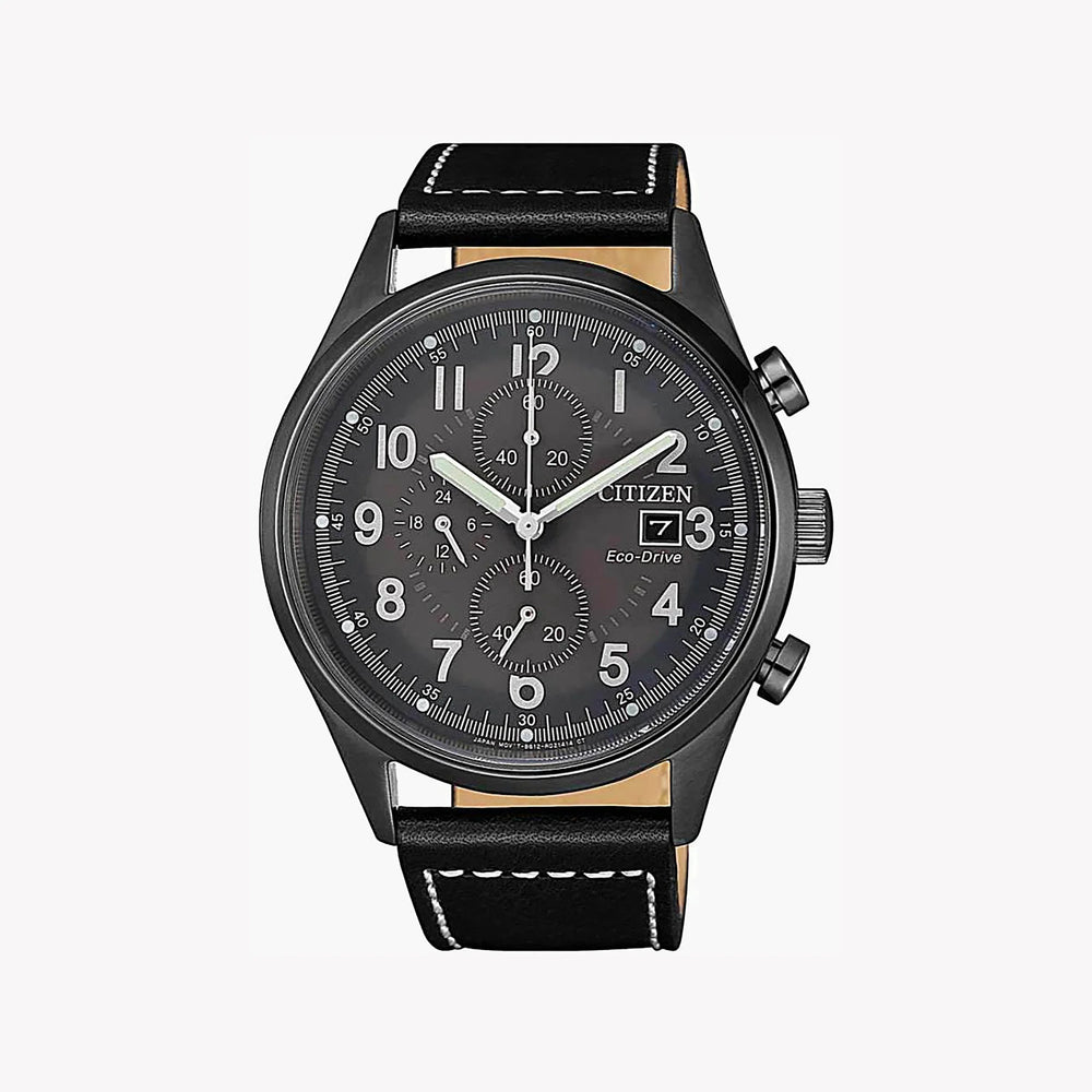 Citizen Men's Black Stainless Steel Watch, Leather Band | Ca0627