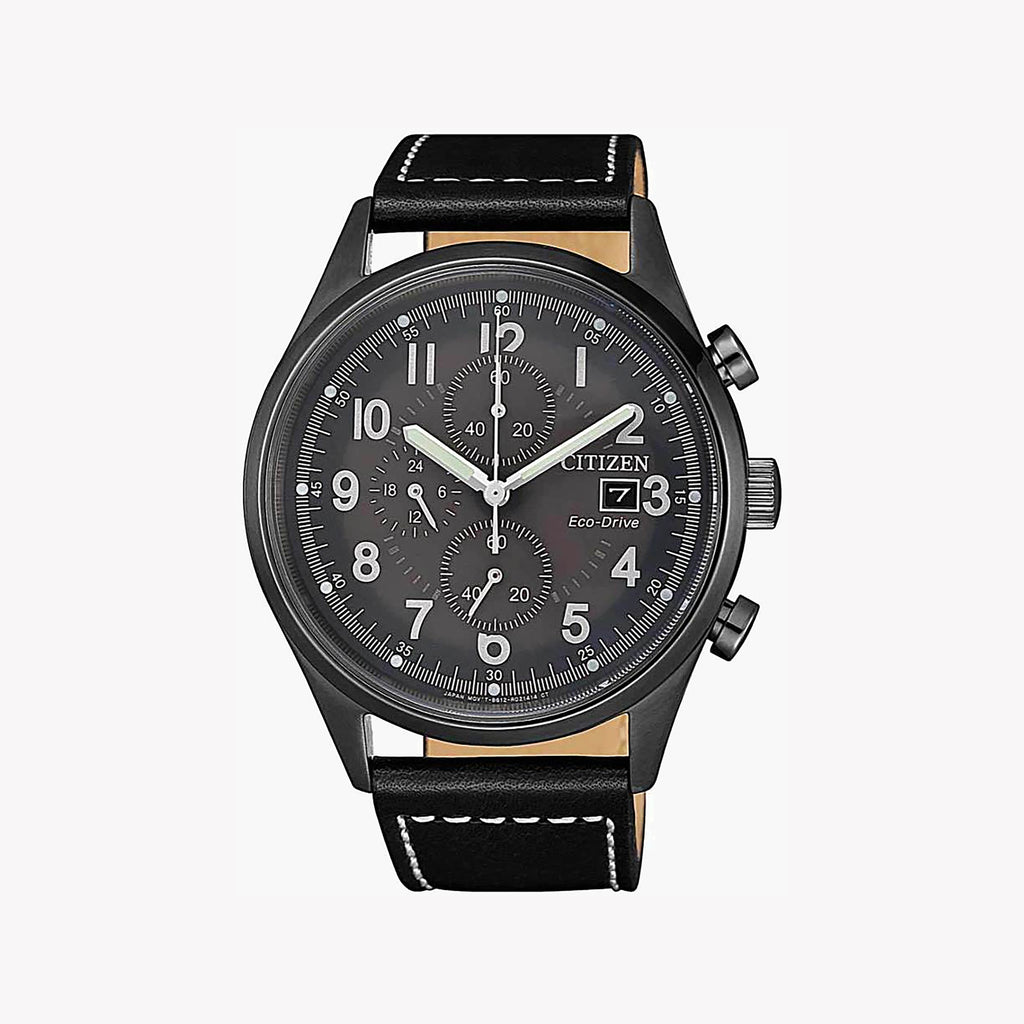 CITIZEN Eco-Drive CA0627-09H - BOLD PERFORMANCE MEN'S WATCH with Black Leather & Chronograph Features