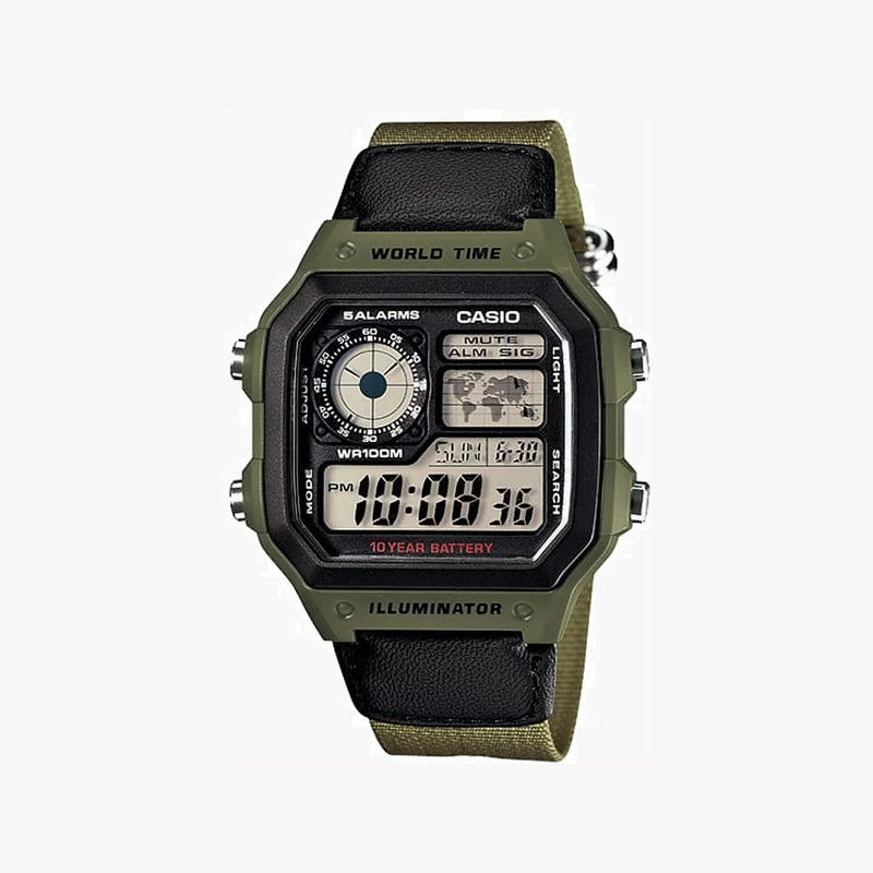Casio Men's Resin Watch, Green Strap | Ae-1200whb-3bvdf by i-watch