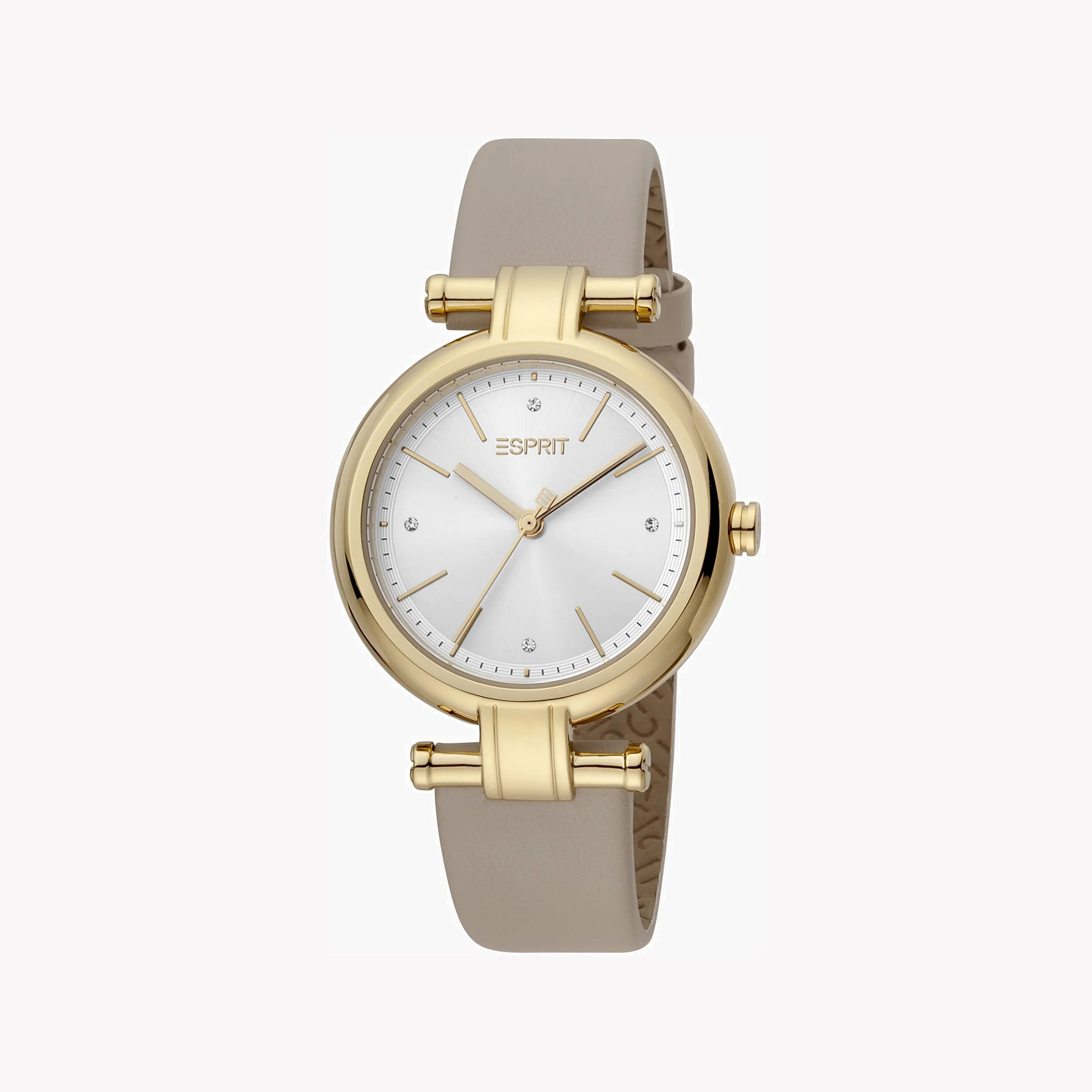 ESPRIT Women's Watch with Silver Stainless Steel Case and Beige Leather Band