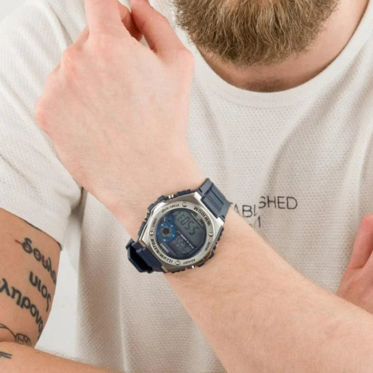 Casio Men's Blue Resin Watch, Digital Display | Mwd-100h-2avdf by i-watch