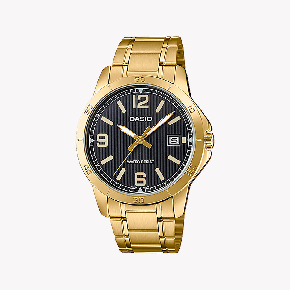 Timeless Elegance Men's Gold Watch, Black Dial | Mtp-V004g-1budf by i-watch