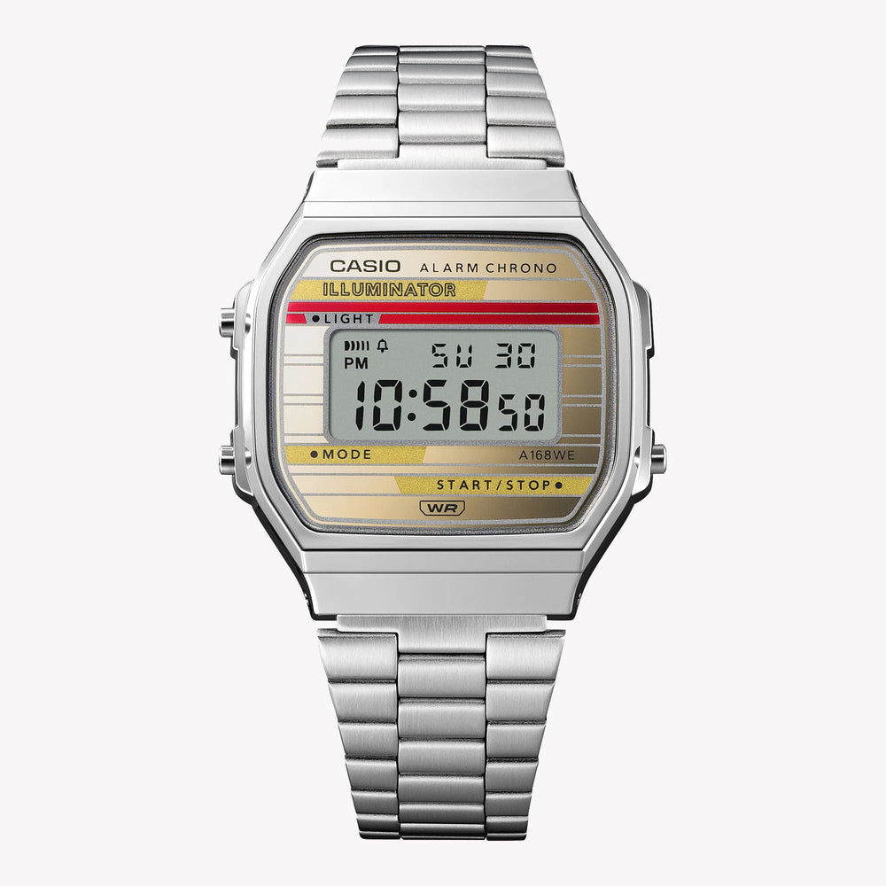Casio Unisex Silver Digital Watch, Chrome Resin Case | A168weha-9a by i-watch
