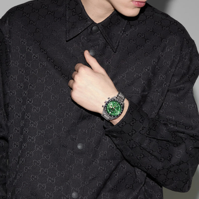 Gucci Men's Silver Watch, Green Dial | Ya142318 by i-watch