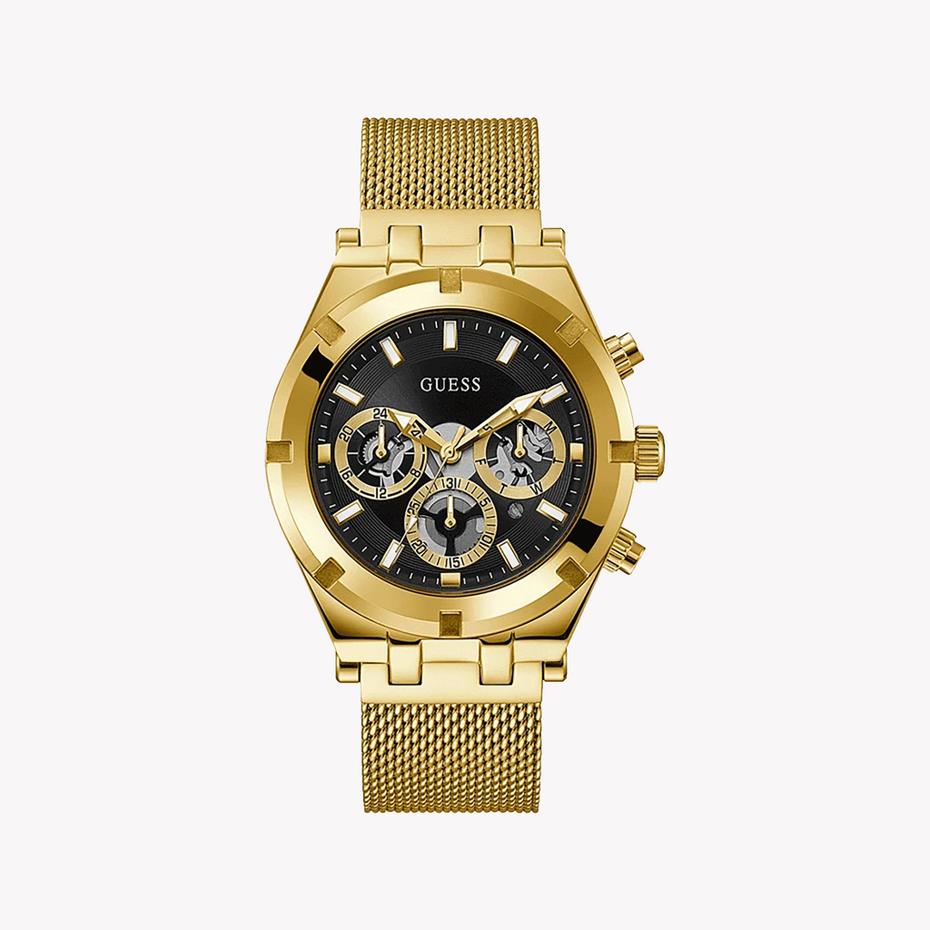 GUESS GW0582G2 GOLD STATEMENT - LUXURY MEN'S WATCH with Black Dial & Stainless Steel Band