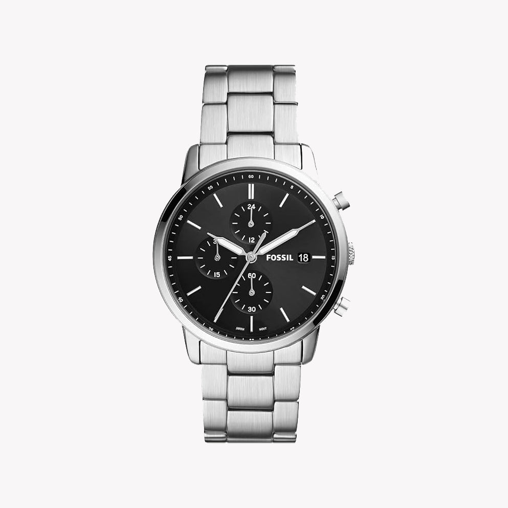FOSSIL FS5847 TIMELESS ELEGANCE - MODERN MEN'S WATCH WITH SLEEK BLACK DIAL & SILVER STAINLESS STEEL