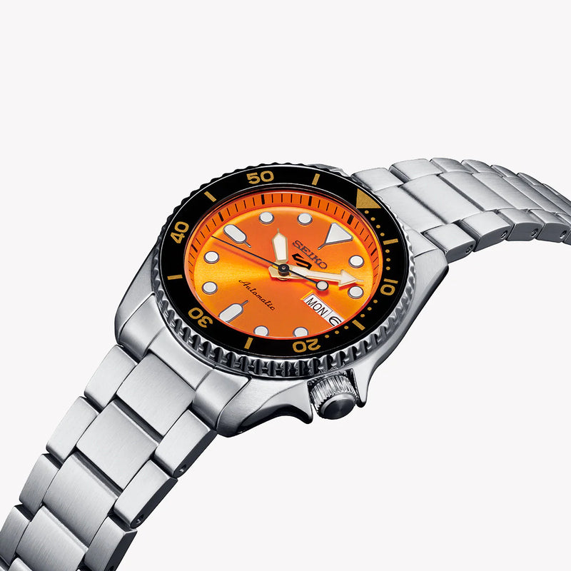 Seiko Men's Black Stainless Steel, Orange Dial | Srpk35k1 by i-watch