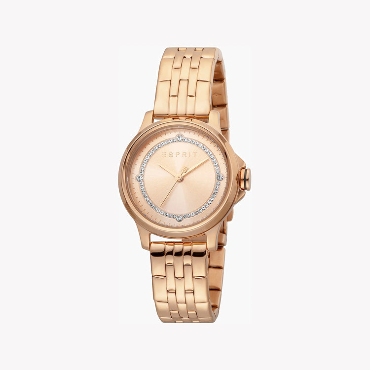 ESPRIT Women's Watch with Rose Gold Stainless Steel Case and Rose Gold Stainless Steel Band