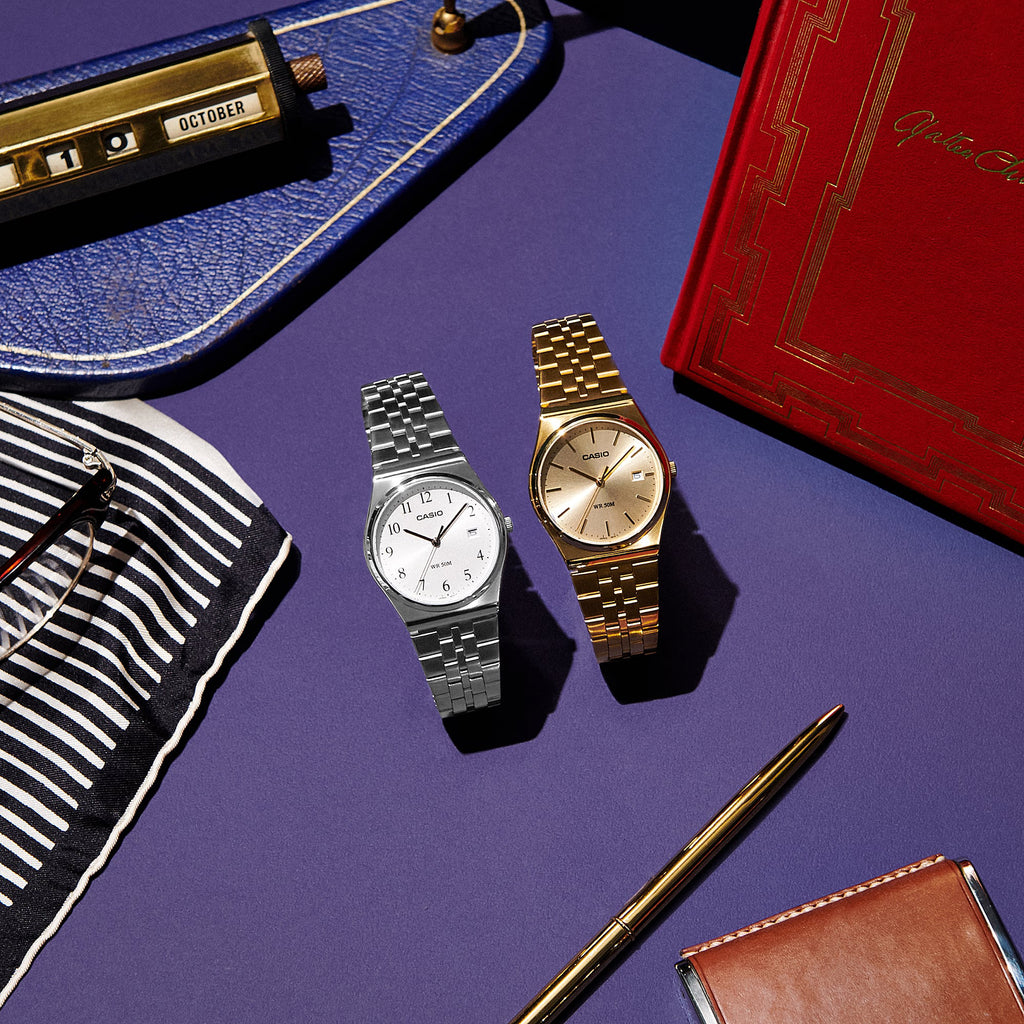 CASIO MTP-B145G-9AV BOLD LUXURY - MEN'S GOLD STAINLESS STEEL WATCH WITH DATE DISPLAY-i-Watch-2