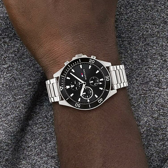 TOMMY HILFIGER 1674788 BOLD SILVER & BLACK DIAL - MODERN MEN'S TIMEPIECE-i-Watch-4