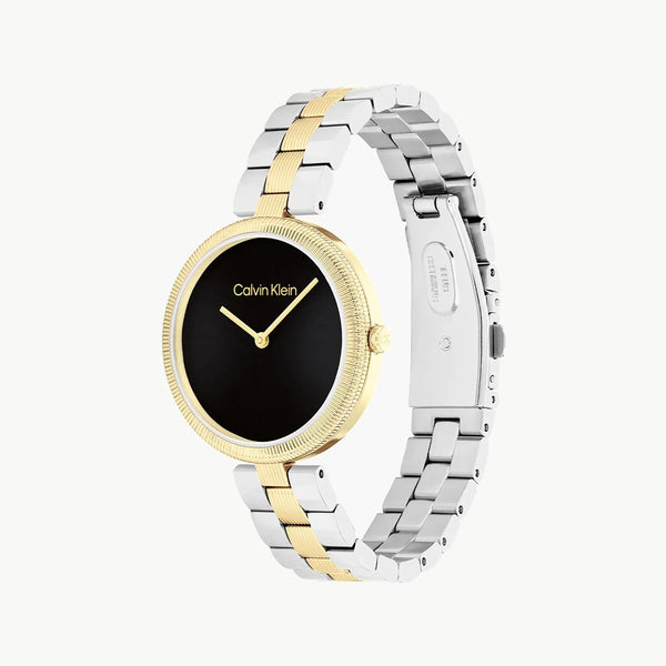 Ck Calvin Klein Women's Silver & Gold Watch, Black Dial | K3m226d3 by i-watch