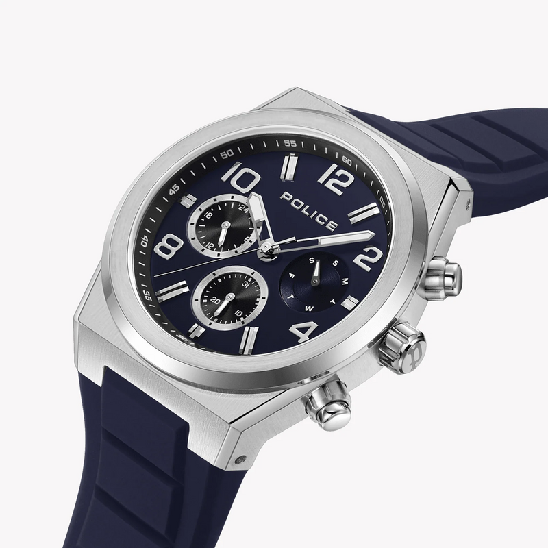Police Men's Silver Leather Watch, Black Dial | Pewjq2226701 by i-watch