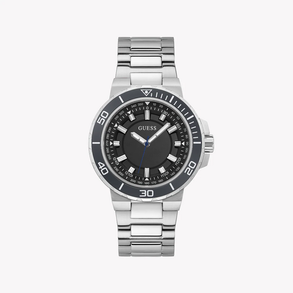Guess Men's Silver Stainless Steel Watch, Black Dial | Gw0426g1 by i-watch