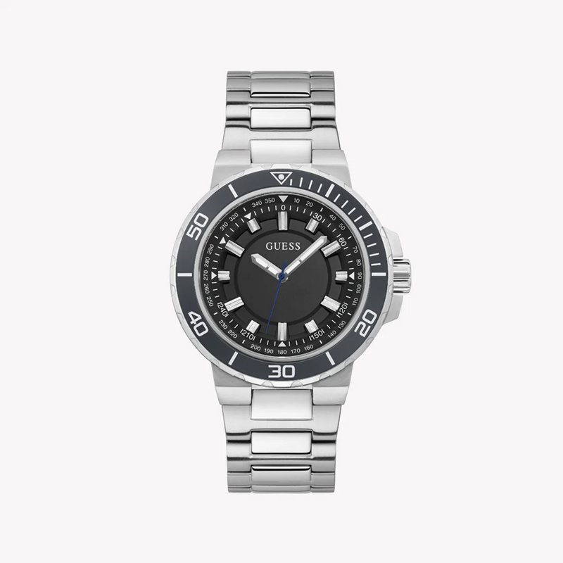 Guess Men's Silver Stainless Steel Watch, Black Dial | Gw0426g1 by i-watch
