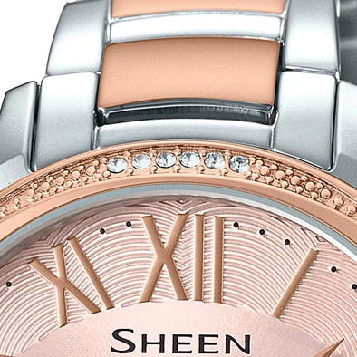 Casio She-3058spg-4audr Elegantly Chic - Sporty Luxury Women's Watch With Swarovski Crystals And Rose Gold Band by i-watch