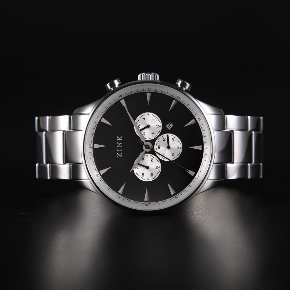 Zink Zk127g2ss-26 Elegance Series - Modern Men's Stainless Steel Timepiece With Black Dial by i-watch