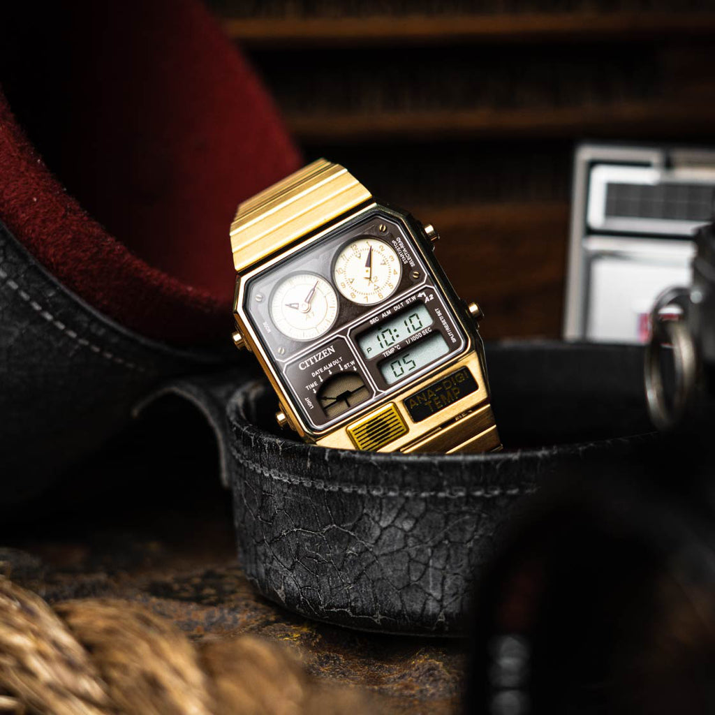 ساعة سيتيزن JG2103-72X - ساعة إيليت جولد - ساعة رجالية متعددة الاستخدامات مع شاشة عرض تناظرية ورقمية