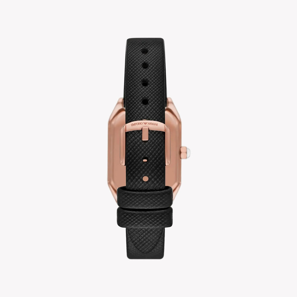 Emporio Armani Women's Rose Gold Watch, Black Leather | Ar80068set by i-watch