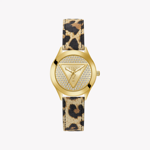 GUESS GW0745L2 RADIANT CHARM - LEOPARD PRINT STYLISH WOMEN'S WATCH WITH GOLD FINISH & CHAMPAGNE DIAL