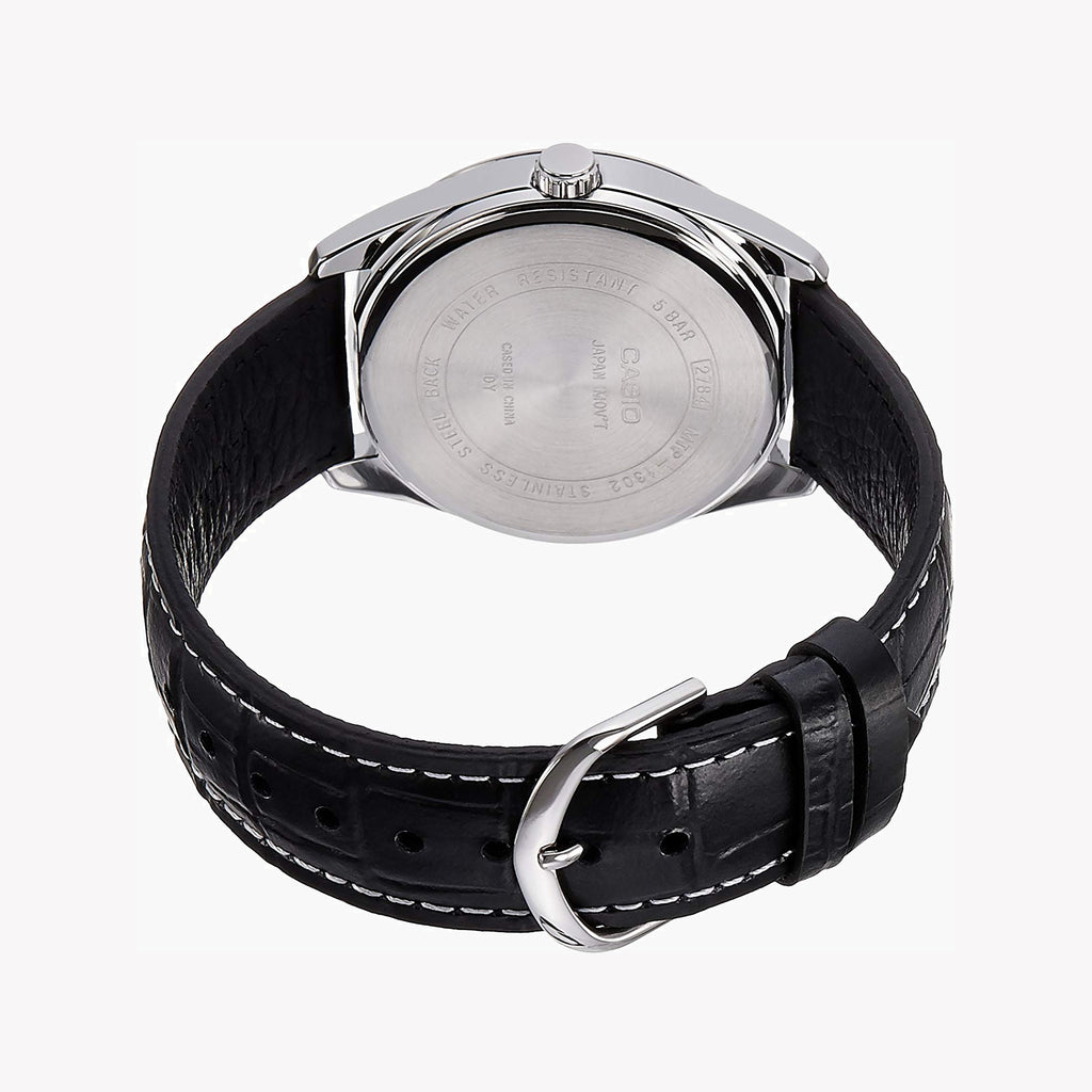 Timeless Elegance Men's Alloy Watch, Black Leather | Mtp-1303l-7bvdf