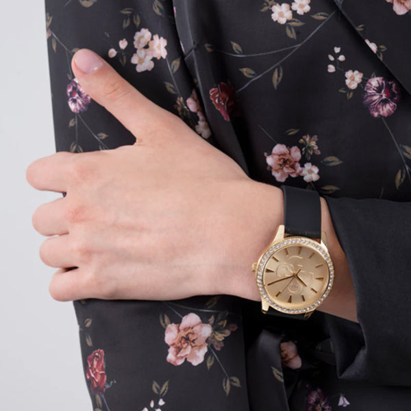 Guess Women's Gold Stainless Steel, Black Silicone | Gw0359l1 by i-watch