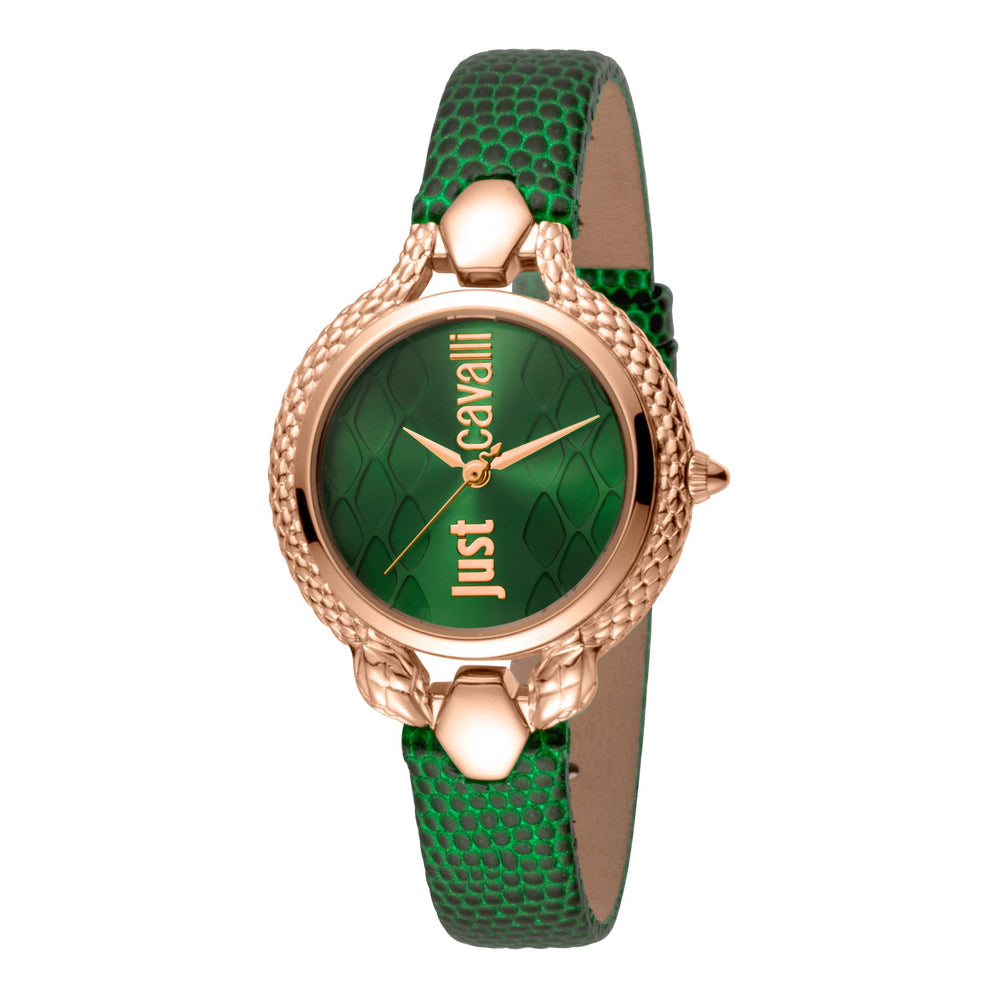 Just Cavalli Women's Rose Gold Stainless Steel Watch, Green Leather Band | Jc1l046l0035 by i-watch